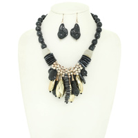BEADED TEARDROP CLUSTER NECKLACE SET